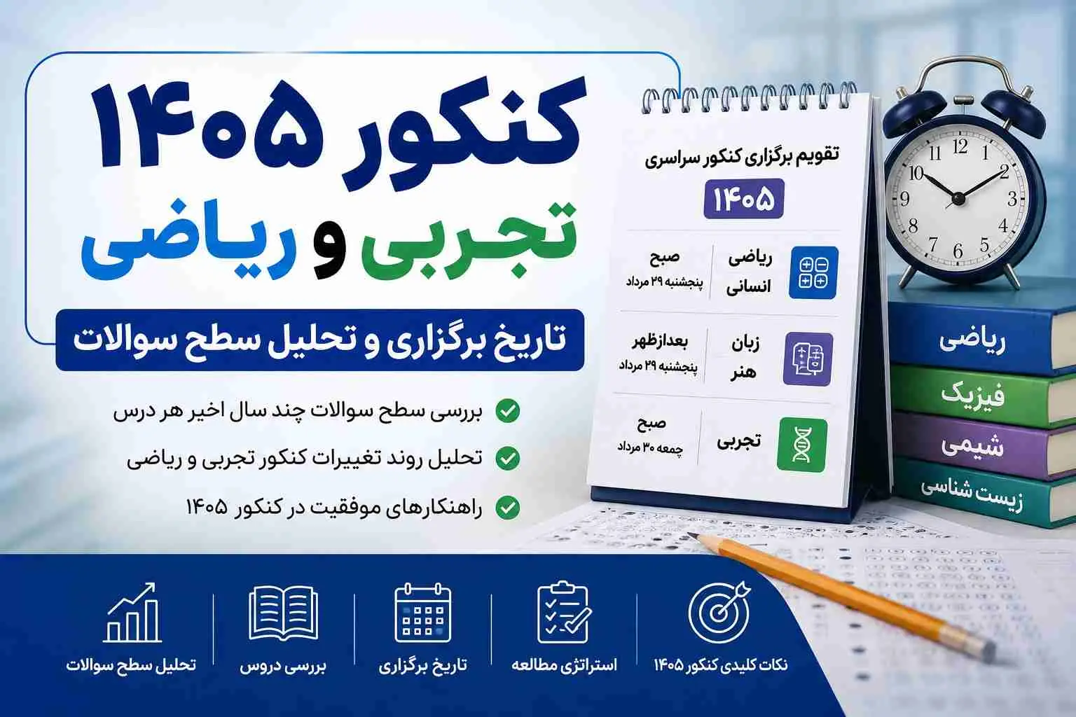کنکور تجربی و ریاضی 1405 | تاریخ برگزاری و سطح سوالات سال‌های اخیر